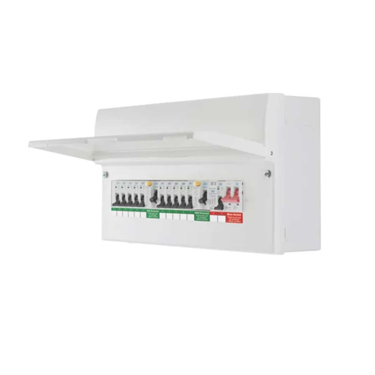British General Fortress 19-Module 10-Way Populated High Integrity Dual Rcd Consumer Unit With SPD